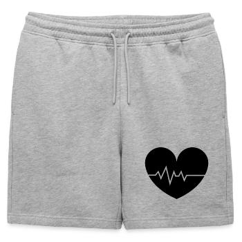 Ligne Battement de cœur Cœur - Short de survêtement homme premium - gris chiné - Devant - AI Model Male 178 light (178cm)