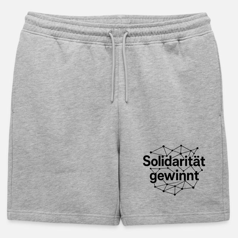 Solidarität Gewinnt Statement Spruch - Männer Premium Organic Sweatshorts - Grau meliert