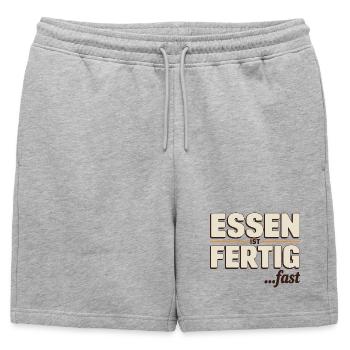 Food is finished almost funny saying for - Mens' Premium Organic Sweatshorts - heather grey - Front - AI Model Male 178 light (178cm)