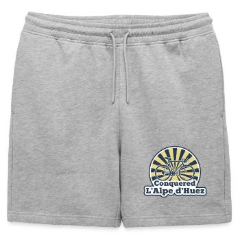 Conquered L'Alpe d'Huez Retro Bicycle Art - Mens' Premium Organic Sweatshorts - heather grey - Front - AI Model Male 178 light (178cm)