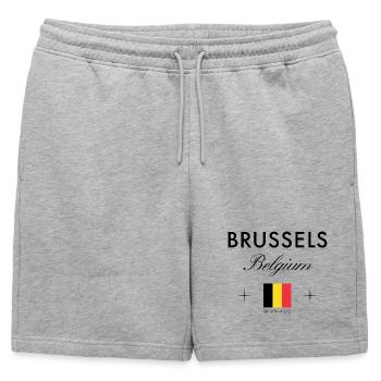 Brussels, Belgium, coordinates, travel, souvenir - Mens' Premium Organic Sweatshorts - heather grey - Front - AI Model Male 178 light (178cm)
