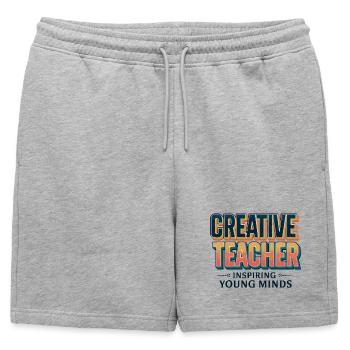 Prof créatif rétro vintage - Short de survêtement homme premium - gris chiné - Devant - AI Model Male 178 light (178cm)