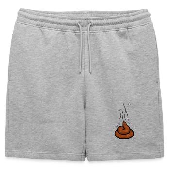 Dampfender Scheißhaufen mit Fliegen - Männer Premium Organic Sweatshorts - Grau meliert - Vorne - AI Model Male 178 light (178cm)