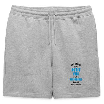Fils / Fille / Petit-Fils / Petite-Fille - Short de survêtement homme premium - gris chiné - Devant - AI Model Male 178 light (178cm)