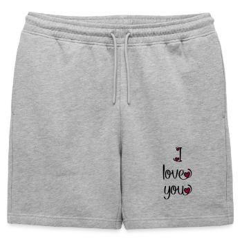 Je t'aime - Short de survêtement homme premium - gris chiné - Devant - AI Model Male 178 light (178cm)