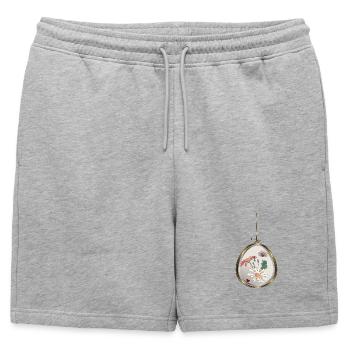 Pendentif fleur dans un cadre doré - Short de survêtement homme premium - gris chiné - Devant - AI Model Male 178 light (178cm)