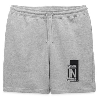 Croyez en vous - Short de survêtement homme premium - gris chiné - Devant - AI Model Male 178 light (178cm)