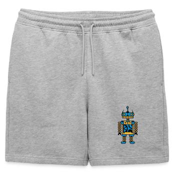 Un robot avec des engrenages - Short de survêtement homme premium - gris chiné - Devant - AI Model Male 178 light (178cm)