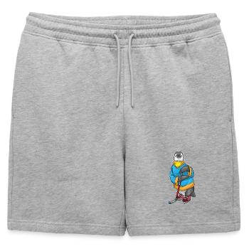 Penguin Hockey Hockey Stick - Mens' Premium Organic Sweatshorts - heather grey - Front - AI Model Male 178 light (178cm)