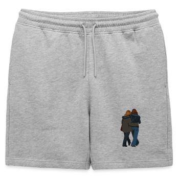 Amitié - Short de survêtement homme premium - gris chiné - Devant - AI Model Male 178 light (178cm)