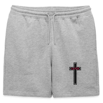 Croix Amour Chrétien - Short de survêtement homme premium - gris chiné - Devant - AI Model Male 178 light (178cm)
