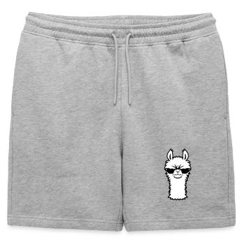 Llama Angry Cool Sunglasses Furry Alpaca Sour - Mens' Premium Organic Sweatshorts - heather grey - Front - AI Model Male 178 light (178cm)