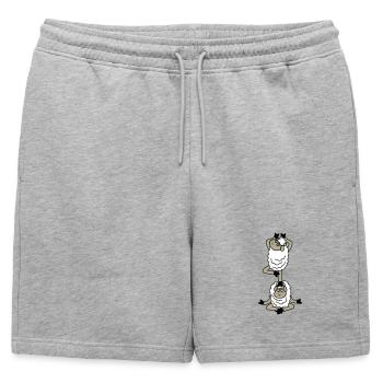 mouton fatigué somnolent yoga équilibre empilé medita - Short de survêtement homme premium - gris chiné - Devant - AI Model Male 178 light (178cm)