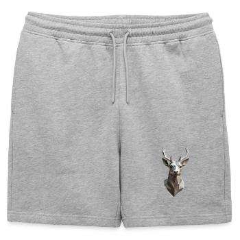 Tête de cerf géométrique Low-Poly - Short de survêtement homme premium - gris chiné - Devant - AI Model Male 178 light (178cm)