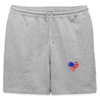 Coeur Drapeau US  - Short de survêtement homme premium - gris chiné - Devant - AI Model Male 178 light (178cm)