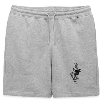 Tatouage avec tête de corbeau. - Short de survêtement homme premium - gris chiné - Devant - AI Model Male 178 light (178cm)