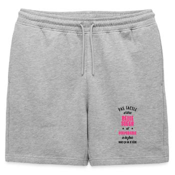 Belle Beau-Frère / Belle-Sœur / Beau Frere / Belle - Short de survêtement homme premium - gris chiné - Devant - AI Model Male 178 light (178cm)