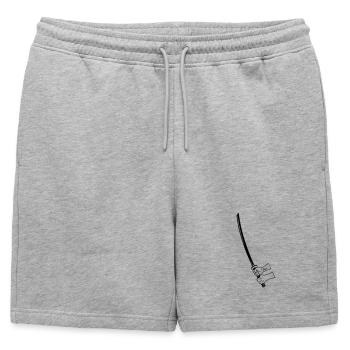 Samurai Busihdo katana with two hands - Mens' Premium Organic Sweatshorts - heather grey - Front - AI Model Male 178 light (178cm)