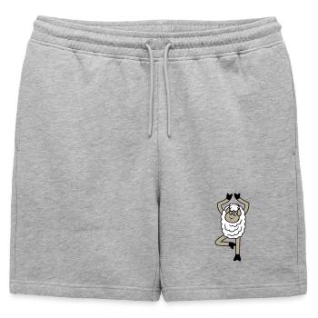 Sheep Tired Exhausted Sad Yoga Tree Pose Comic - Mens' Premium Organic Sweatshorts - heather grey - Front - AI Model Male 178 light (178cm)
