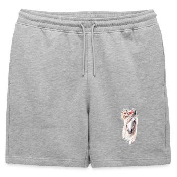 Cheval avec des fleurs - Short de survêtement homme premium - gris chiné - Devant - AI Model Male 178 light (178cm)