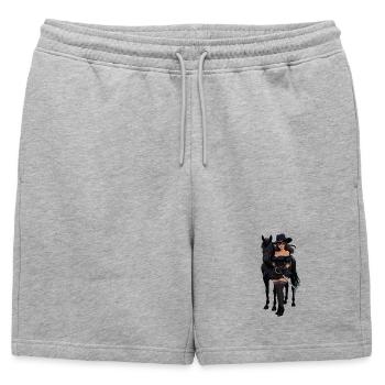 Zorro femme au cheval noir - Short de survêtement homme premium - gris chiné - Devant - AI Model Male 178 light (178cm)