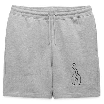 Chat idiot - bonjour, hoomin - Short de survêtement homme premium - gris chiné - Devant - AI Model Male 178 light (178cm)