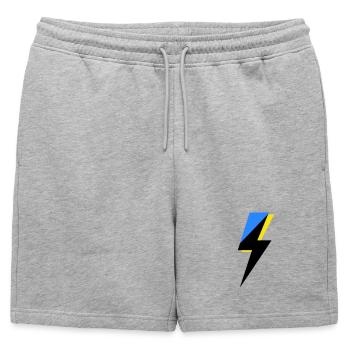 Blue and Yellow Geometry - Mens' Premium Organic Sweatshorts - heather grey - Front - AI Model Male 178 light (178cm)