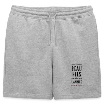 belle-fille / beau-fils / beau fils / belle fille - Short de survêtement homme premium - gris chiné - Devant - AI Model Male 178 light (178cm)