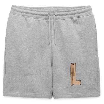 Lettre L Bois Bois Lettre Nom - Short de survêtement homme premium - gris chiné - Devant - AI Model Male 178 light (178cm)