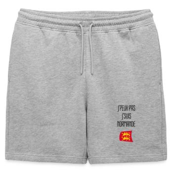 Humour Normandie J'peux pas j'suis Normande - Short de survêtement homme premium - gris chiné - Devant - AI Model Male 178 light (178cm)