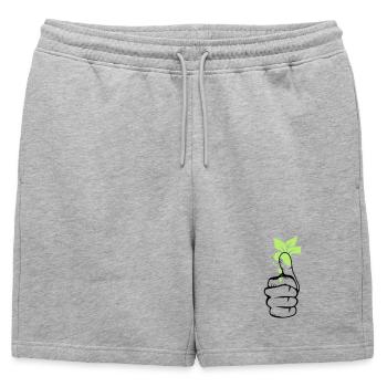 A hand with green leaves on the thumb - Mens' Premium Organic Sweatshorts - heather grey - Front - AI Model Male 178 light (178cm)