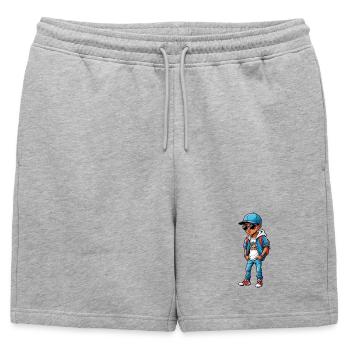 Cool Dessin Animé Adolescent - Short de survêtement homme premium - gris chiné - Devant - AI Model Male 178 light (178cm)