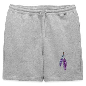 Plumes sur un ruban avec des perles. aquarelle. - Short de survêtement homme premium - gris chiné - Devant - AI Model Male 178 light (178cm)