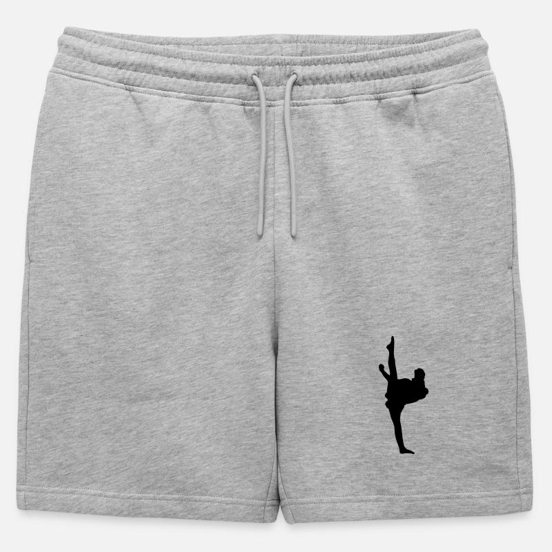 Karate oder Taekwondo High Kick - Männer Premium Organic Sweatshorts - Grau meliert