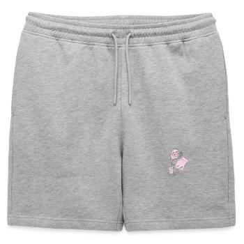 Femme en rose - Short de survêtement homme premium - gris chiné - Devant - AI Model Male 178 light (178cm)