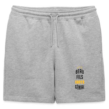 belle-fille / beau-fils / beau fils / belle fille - Short de survêtement homme premium - gris chiné - Devant - AI Model Male 178 light (178cm)
