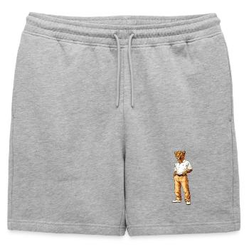 Éventail Léopard - Short de survêtement homme premium - gris chiné - Devant - AI Model Male 178 light (178cm)