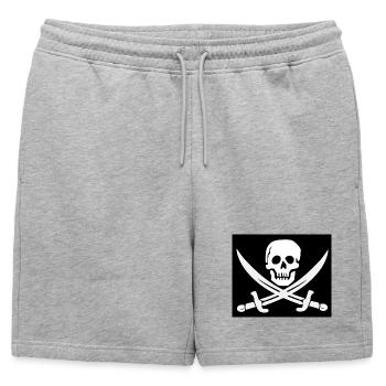 Skull and Swords Pirate Emblem - Mens' Premium Organic Sweatshorts - heather grey - Front - AI Model Male 178 light (178cm)