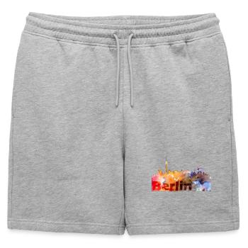 Berlin - Short de survêtement homme premium - gris chiné - Devant - AI Model Male 178 light (178cm)