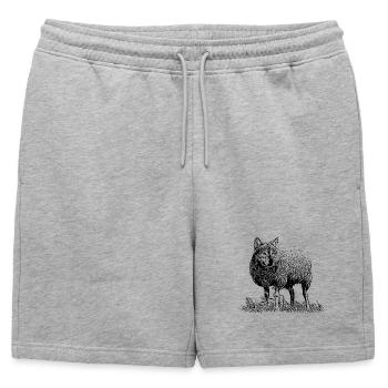 Loup déguisé en mouton - Short de survêtement homme premium - gris chiné - Devant - AI Model Male 178 light (178cm)