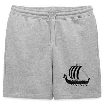 Vaisseau dragon viking dragar - Short de survêtement homme premium - gris chiné - Devant - AI Model Male 178 light (178cm)