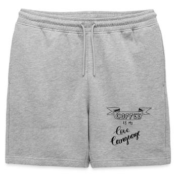 Le café est mon langage d’amour - Short de survêtement homme premium - gris chiné - Devant - AI Model Male 178 light (178cm)