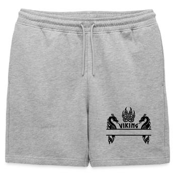 Griffe d’ours viking deux dragons plaque signalétique 8 - Short de survêtement homme premium - gris chiné - Devant - AI Model Male 178 light (178cm)