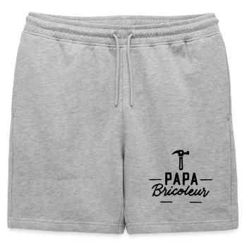 Papa Bricoleur : Cadeau Idéal ! - Short de survêtement homme premium - gris chiné - Devant - AI Model Male 178 light (178cm)