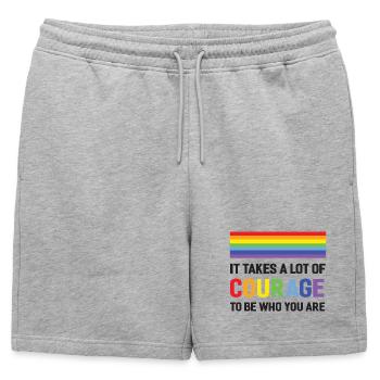 Mois de la fierté LGBTQ - Il faut beaucoup de courage - Short de survêtement homme premium - gris chiné - Devant - AI Model Male 178 light (178cm)