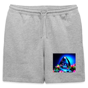 gouttes d’eau - Short de survêtement homme premium - gris chiné - Devant - AI Model Male 178 light (178cm)