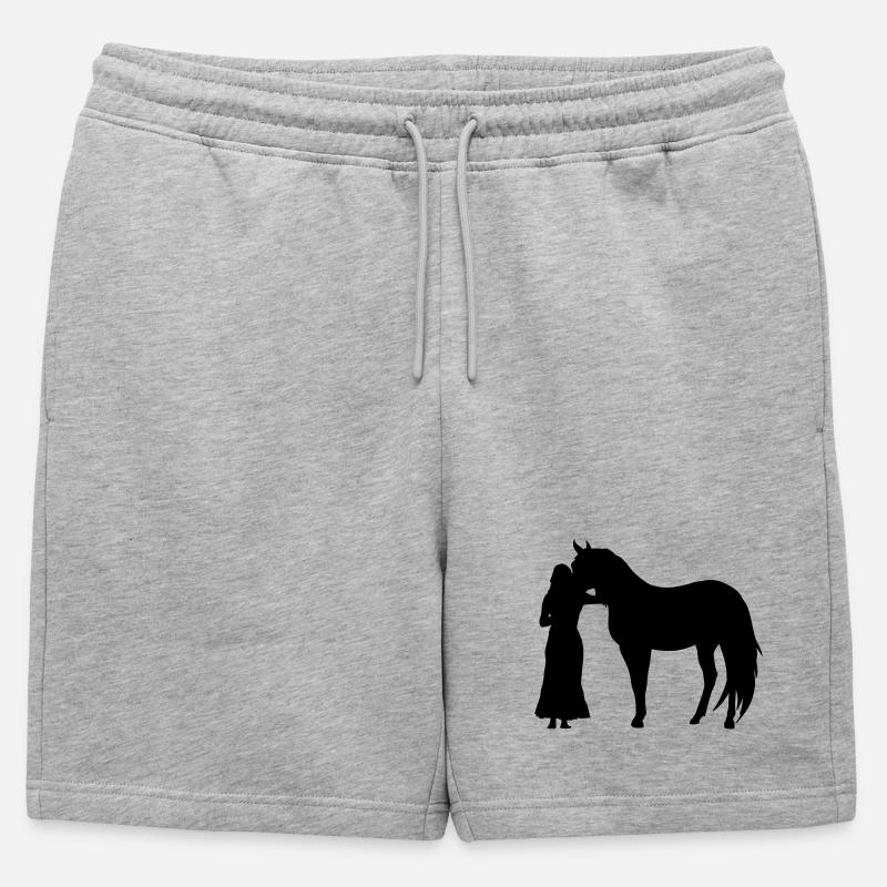 Frau mit Pferd - Männer Premium Organic Sweatshorts - Grau meliert