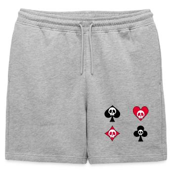 Crânes et jeu de cartes - Short de survêtement homme premium - gris chiné - Devant - AI Model Male 178 light (178cm)