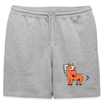 cheval mignon poney poulain cheval fille mignon bande dessinée - Short de survêtement homme premium - gris chiné - Devant - AI Model Male 178 light (178cm)