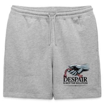 Main résistante tenant une corde effilochée - Short de survêtement homme premium - gris chiné - Devant - AI Model Male 178 light (178cm)